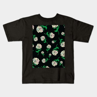 Rainbow Rose Hand Drawn Roses Pattern Kids T-Shirt